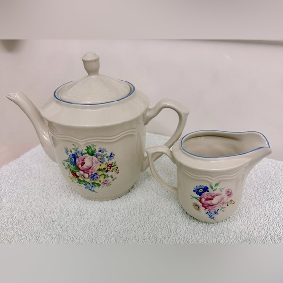 TableTops Unlimited Dining Ceramic Floral Teapot Creamer Set Poshmark